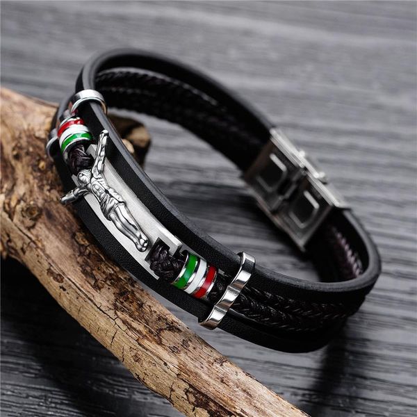 charm bracelets 19g 21cm europe and america for men pu leather black stainless steel jesus christian catholicism cross jewelry, Golden;silver
charm bracelets 19g 21cm europe and america for men pu leather black stainless steel jesus christian catholicism cross jewelry, Golden;silver