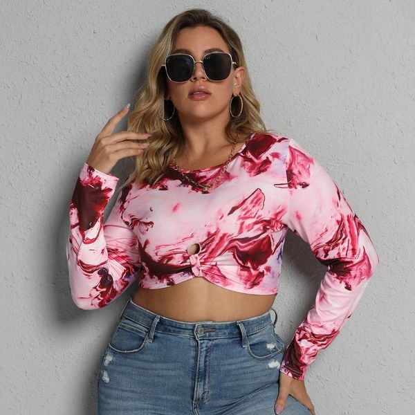 plus size t-shirt hollow out crop women tie dye print long sleeve t shirt clothing 2021 autumn lady cropped tees, Black
plus size t-shirt hollow out crop women tie dye print long sleeve t shirt clothing 2021 autumn lady cropped tees, Black