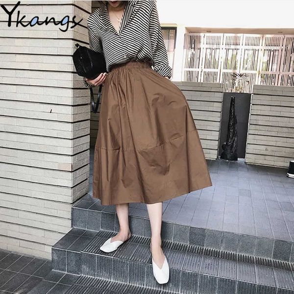 womens korean fashion solid color big swing ladies skirt ladies office long skirt autumn wild elastic high waist skirts 210619, Black
womens korean fashion solid color big swing ladies skirt ladies office long skirt autumn wild elastic high waist skirts 210619, Black