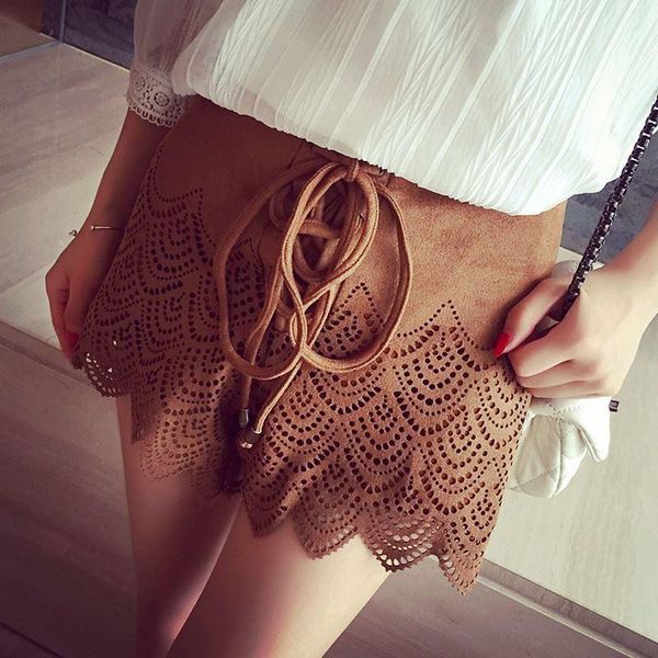 vintage high waist women brown black suede shorts mini faux leather short hollow out trousers, White;black
vintage high waist women brown black suede shorts mini faux leather short hollow out trousers, White;black