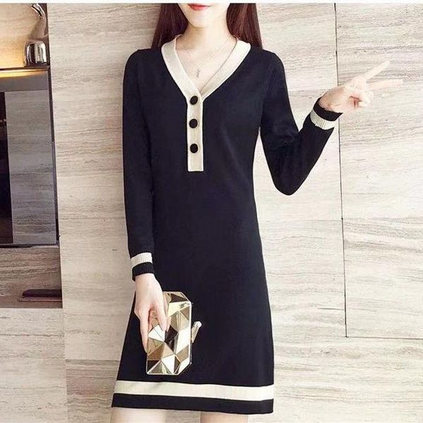 large size women's autumn winter long-sleeved v-neck knitted dress dresses for women vestido de mujer casual, Black;gray
large size women's autumn winter long-sleeved v-neck knitted dress dresses for women vestido de mujer casual, Black;gray