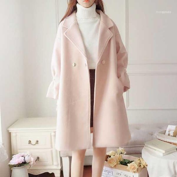 women's wool & blends korean women autumn winter woolen coat apricot pink formal elegant warm outerwear office lady long cashmere overc, Black
women's wool & blends korean women autumn winter woolen coat apricot pink formal elegant warm outerwear office lady long cashmere overc, Black