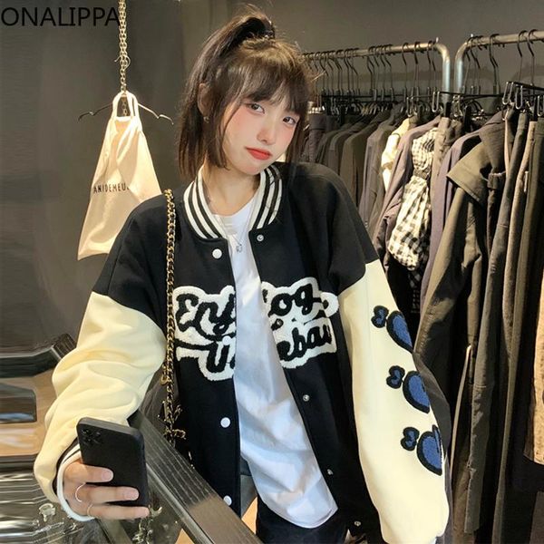 women's jackets onalippa 2021 autumn winter women retro hong kong jacket casual long-sleeved letter printting design loose baseball uni, Black;brown
women's jackets onalippa 2021 autumn winter women retro hong kong jacket casual long-sleeved letter printting design loose baseball uni, Black;brown