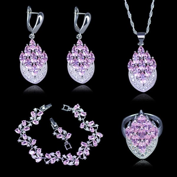 global shopping festival princess pink crystal silver color bracelets jewelry sets for women christmas
global shopping festival princess pink crystal silver color bracelets jewelry sets for women christmas
