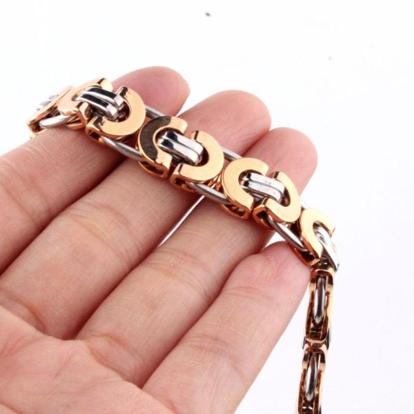link, chain 6/8/11mm 7-11" vintage stainless steel rose gold&silver byzantine link mens womens bracelet bangle christmas gift jewelry, Black
link, chain 6/8/11mm 7-11" vintage stainless steel rose gold&silver byzantine link mens womens bracelet bangle christmas gift jewelry, Black