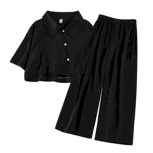 women's tracksuits 2021 autumn two pieces set women summer korean short sleeve shirt female black casual sets suit blouse wide leg pant, Gray
women's tracksuits 2021 autumn two pieces set women summer korean short sleeve shirt female black casual sets suit blouse wide leg pant, Gray