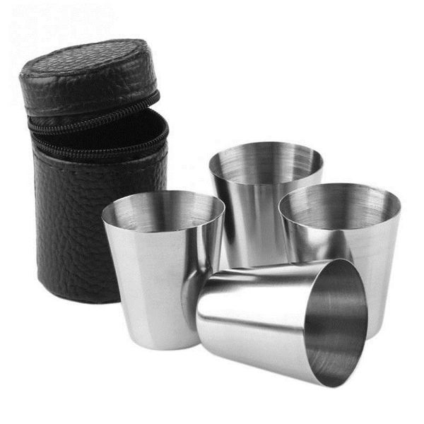 mugs 4pcs/set polished 30ml mini stainless steel s cup wine drinking glasses with leather cover bag for home kitchen bar
mugs 4pcs/set polished 30ml mini stainless steel s cup wine drinking glasses with leather cover bag for home kitchen bar
