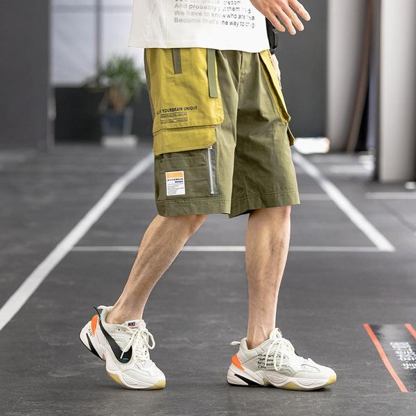 men streetwear color block cargo shorts 2021 summer hip hop joggers polyester sweatshorts belt khaki men's, White;black
men streetwear color block cargo shorts 2021 summer hip hop joggers polyester sweatshorts belt khaki men's, White;black