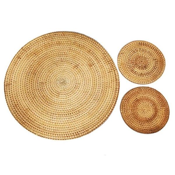 mats & pads 3 pcs round braided tablemats rattan coasters natural heat resistant table place weave placemats for kitchen
mats & pads 3 pcs round braided tablemats rattan coasters natural heat resistant table place weave placemats for kitchen