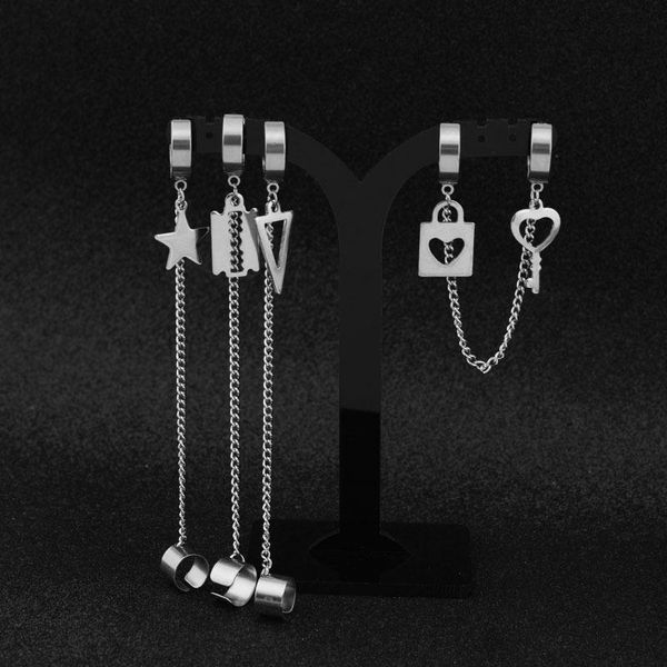 dangle & chandelier korea fashion jewelry kpop stainless steel rock earrings ear clip blade key lock star tassel pendant cuff wrap, Silver
dangle & chandelier korea fashion jewelry kpop stainless steel rock earrings ear clip blade key lock star tassel pendant cuff wrap, Silver