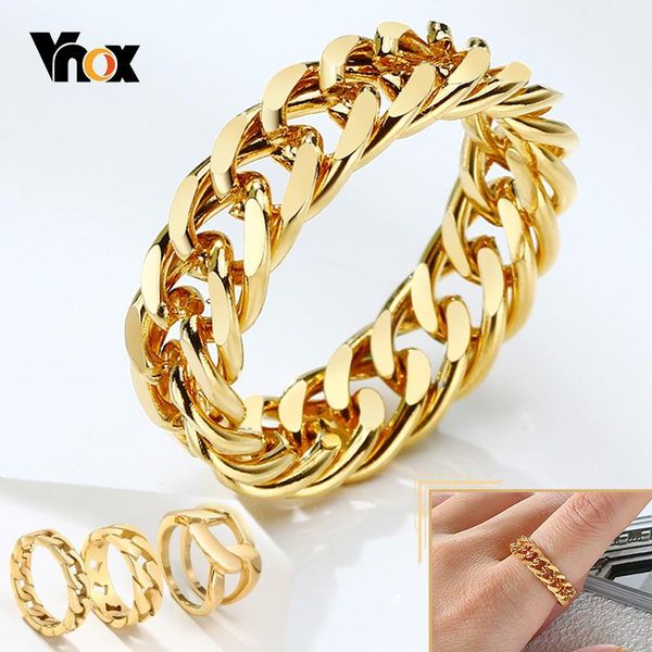 cluster rings vnox cuban chain ring for women,6/7/14mm gold color stainless steel wedding band, chic punk mechanical curb link finger jewelr, Golden;silver
cluster rings vnox cuban chain ring for women,6/7/14mm gold color stainless steel wedding band, chic punk mechanical curb link finger jewelr, Golden;silver