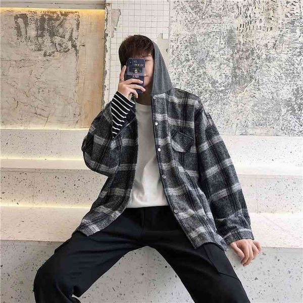 men's casual shirts autumn plaid shirt fashion retro hooded woolen jacket men streetwear loose korean coat mens -2xl 11iv, White;black
men's casual shirts autumn plaid shirt fashion retro hooded woolen jacket men streetwear loose korean coat mens -2xl 11iv, White;black