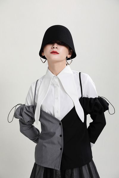 blouses msxu autumn and winter turtleneck sharp contrast colour sewing suspenders two women's long sleeve shirts, White
blouses msxu autumn and winter turtleneck sharp contrast colour sewing suspenders two women's long sleeve shirts, White