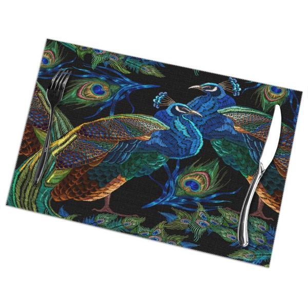 mats & pads 6pcs placemat for dining table embroidery peacocks pattern heat-resistant kitchen accessories
mats & pads 6pcs placemat for dining table embroidery peacocks pattern heat-resistant kitchen accessories