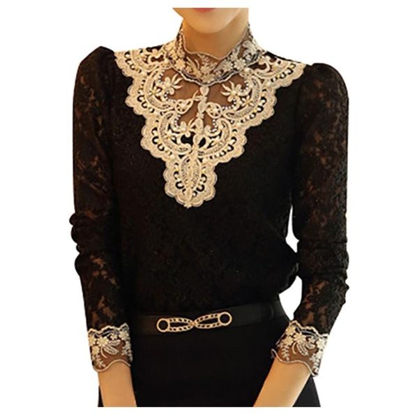fashion women's lace elegant office blouse long sleeve solid color hollow boho clothing blusa feminina branca blouses & shirts, White
fashion women's lace elegant office blouse long sleeve solid color hollow boho clothing blusa feminina branca blouses & shirts, White
