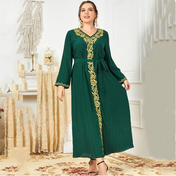 plus size dresses women golden embroidery long folk-custom dress 2021 fashion green city casual belt v-neck sleeve high quality, Black
plus size dresses women golden embroidery long folk-custom dress 2021 fashion green city casual belt v-neck sleeve high quality, Black