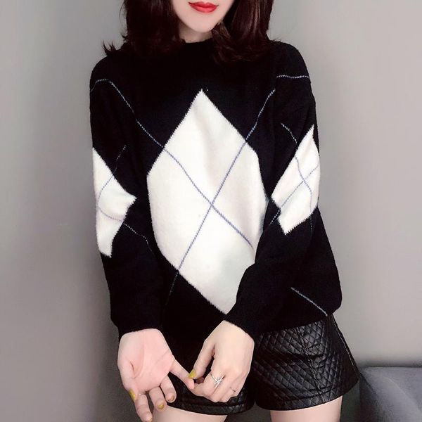 women's sweaters european grand prix 2021 autumn and winter female wave goods korean loose wild temperament hit color rendering knit sw, White;black
women's sweaters european grand prix 2021 autumn and winter female wave goods korean loose wild temperament hit color rendering knit sw, White;black