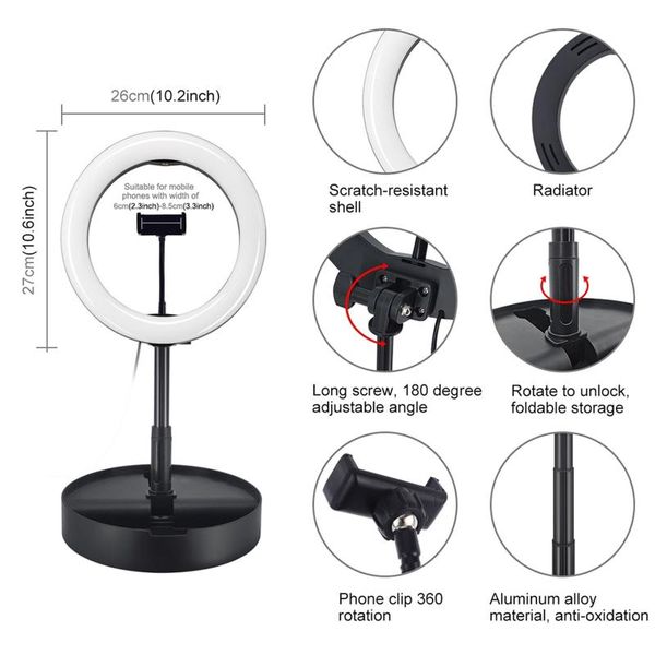 modes color temperature complementary light led curved ring self-pograph video 26cm dimmable folding cell phone mounts & holders
modes color temperature complementary light led curved ring self-pograph video 26cm dimmable folding cell phone mounts & holders