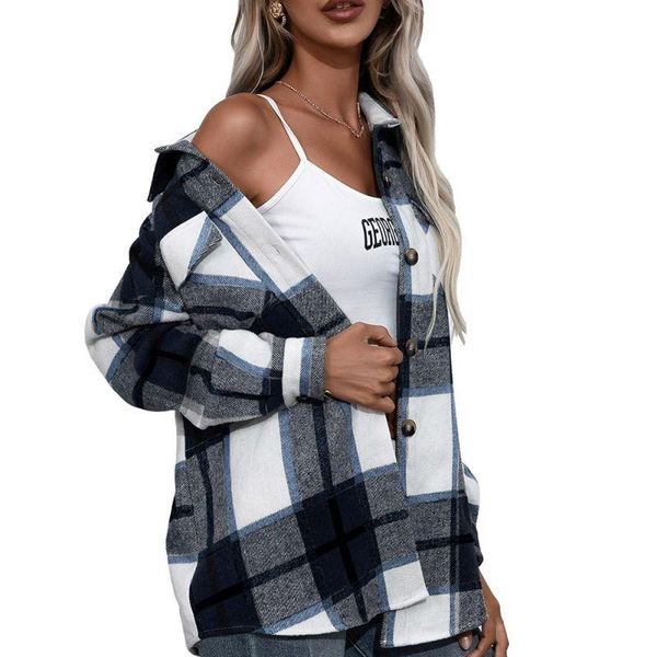 women's jackets 2021 european and american autumn winter long-sleeved plaid shirt loose casual jacket, Black;brown
women's jackets 2021 european and american autumn winter long-sleeved plaid shirt loose casual jacket, Black;brown