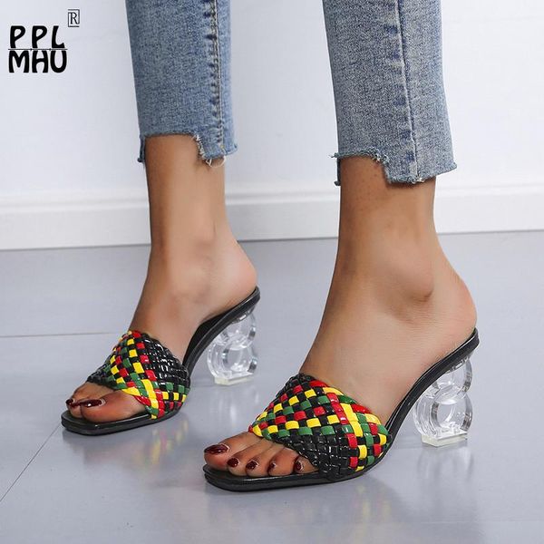 slippers pu leather colorful weave women slides elegant non-slip hollow light crystal high heels summer party shoes designer sandals, Black
slippers pu leather colorful weave women slides elegant non-slip hollow light crystal high heels summer party shoes designer sandals, Black