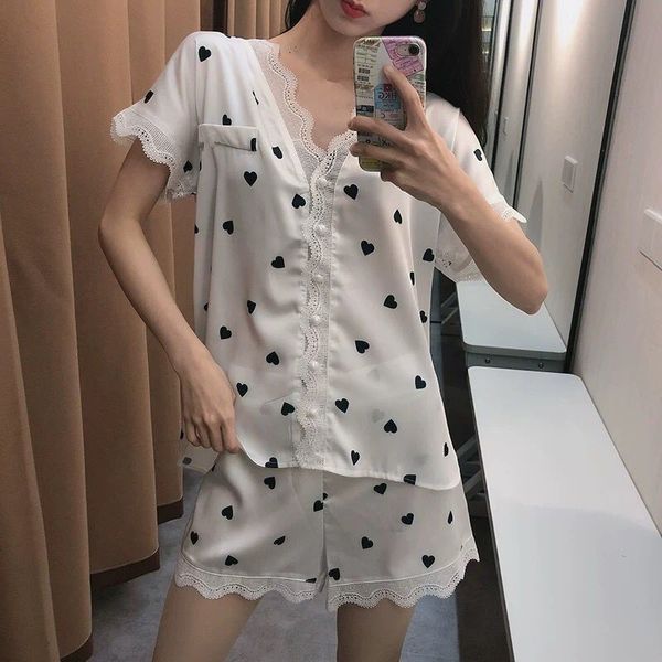 women's sleepwear pyjama satin femme silk pajamas for women nightie lounge wear two piece set summer nightgown uwz3, Black;red
women's sleepwear pyjama satin femme silk pajamas for women nightie lounge wear two piece set summer nightgown uwz3, Black;red