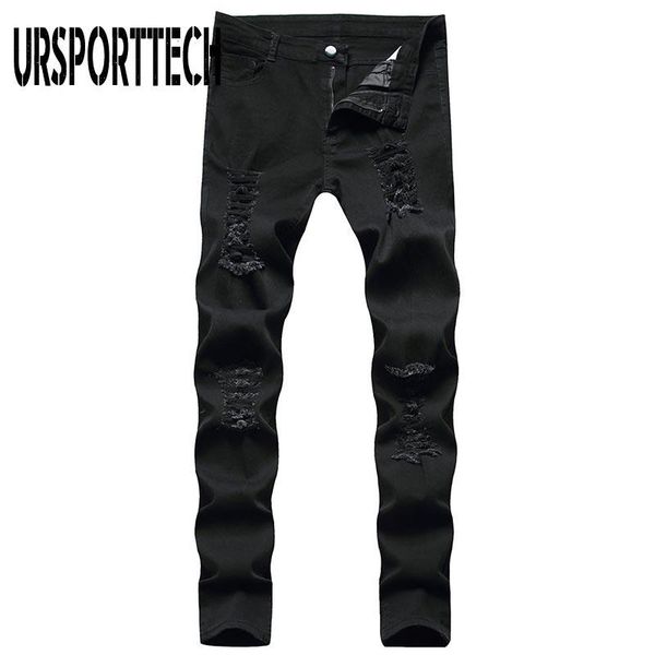 men's pants denim men streetwear hip hop joggers hole elasticity pantalones trousers jeans slim casual skinny pencil, Black
men's pants denim men streetwear hip hop joggers hole elasticity pantalones trousers jeans slim casual skinny pencil, Black