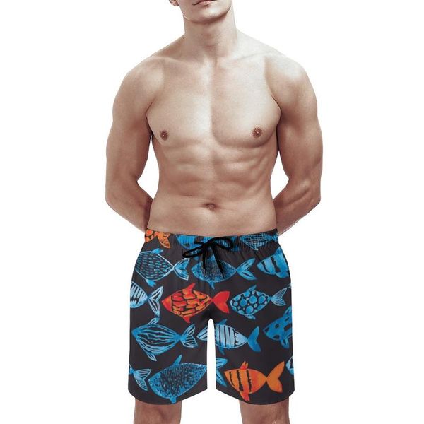 blue and gold fishes print men's cool beach shorts summer swim trunks quick dry mesh lining board with pockets, White;black
blue and gold fishes print men's cool beach shorts summer swim trunks quick dry mesh lining board with pockets, White;black