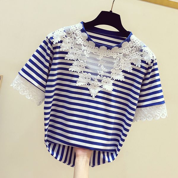 superaen summer new sweet lace patchwork o neck striped t-shirt women casual 210421, White
superaen summer new sweet lace patchwork o neck striped t-shirt women casual 210421, White