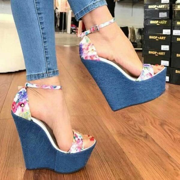 designer print denim sandals roman wedges heels peep-toe platform shoes woman, Black
designer print denim sandals roman wedges heels peep-toe platform shoes woman, Black