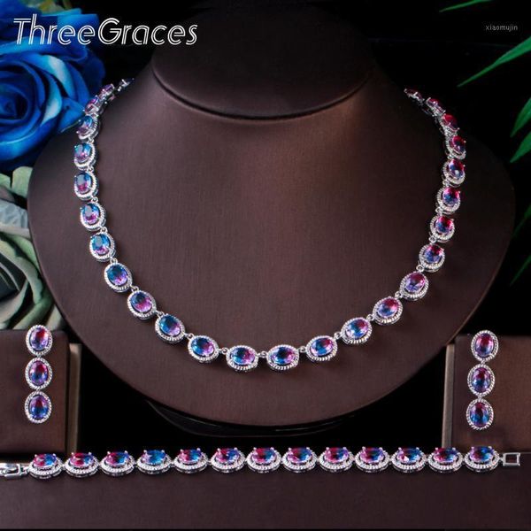 threegraces 3 pcs rainbow cz crystal round choker necklace earrings bracelet set for women elegant bridal wedding jewelry tz609 &, Silver
threegraces 3 pcs rainbow cz crystal round choker necklace earrings bracelet set for women elegant bridal wedding jewelry tz609 &, Silver