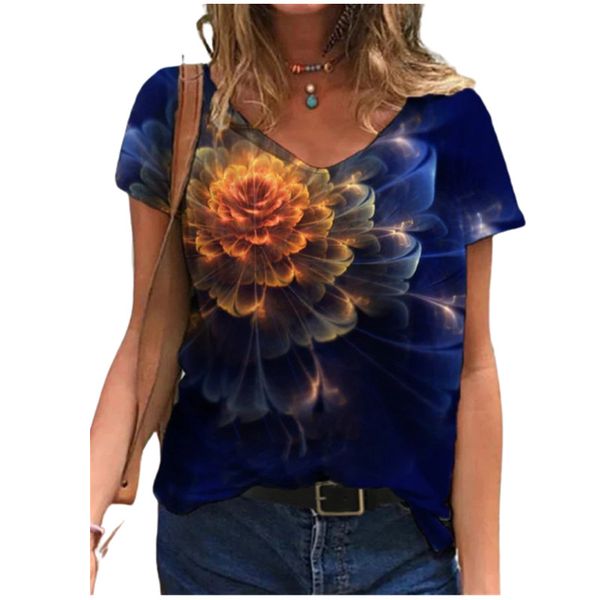 women's 3d streamer flower printed polyester t-shirt oversized loose short sleeve v-neck t-shirt casual streetwear summer basic t-shirt, White
women's 3d streamer flower printed polyester t-shirt oversized loose short sleeve v-neck t-shirt casual streetwear summer basic t-shirt, White