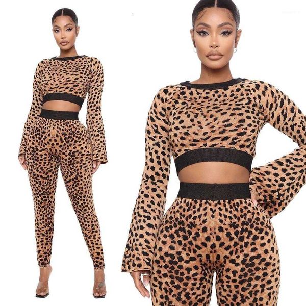 women's two piece pants fashion casual female clothing leopard print womens outfit long sleeve crew neck panelled 2pc q2vl, White 
women's two piece pants fashion casual female clothing leopard print womens outfit long sleeve crew neck panelled 2pc q2vl, White