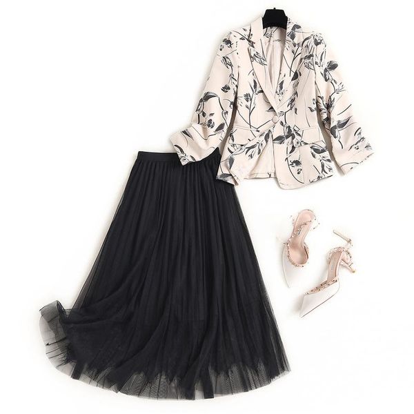 women's tracksuits 2021 early autumn 2 piece set women fashion printed suit lapel small mesh skirt two 15076 conjuntos feminino, Gray
women's tracksuits 2021 early autumn 2 piece set women fashion printed suit lapel small mesh skirt two 15076 conjuntos feminino, Gray