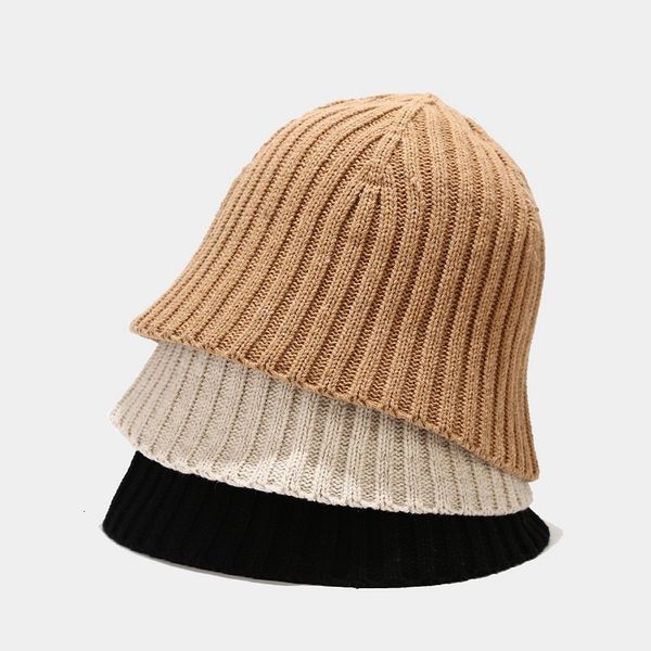 female autumn and winter warm knitting washbasin bucket simple fashion wool fisherman's hat