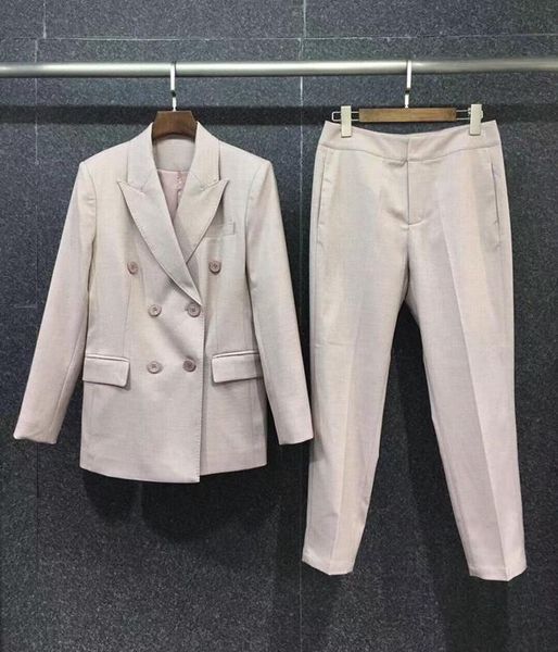 women's two piece pants 2021 women fashion lapel double-breasted blazer jacket + trousers solid color suit 821, White
women's two piece pants 2021 women fashion lapel double-breasted blazer jacket + trousers solid color suit 821, White