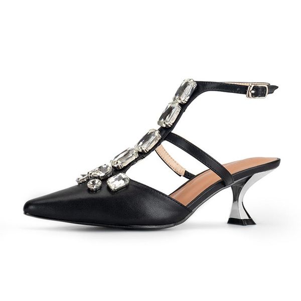women pure gemstone kitten heels sandals slingbacks glitter rhinestone party high pointed toe wedding dress shoes, Black
women pure gemstone kitten heels sandals slingbacks glitter rhinestone party high pointed toe wedding dress shoes, Black