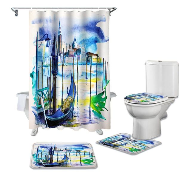 building house boat watercolor shower curtain set carpet cover toilet bath mat waterproof bathroom curtains
building house boat watercolor shower curtain set carpet cover toilet bath mat waterproof bathroom curtains