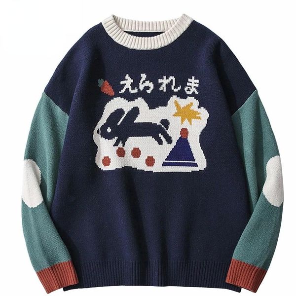 men's sweaters harajuku knitted sweater men hip hop japanese carrot print patchwork autumn pullover streewear women, White;black
men's sweaters harajuku knitted sweater men hip hop japanese carrot print patchwork autumn pullover streewear women, White;black