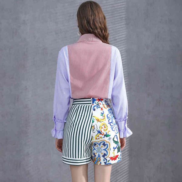 pants seqinyy suit style 2021 summer fashion design feminine stripes red frilly shirt + flowers printing shorts, White
pants seqinyy suit style 2021 summer fashion design feminine stripes red frilly shirt + flowers printing shorts, White