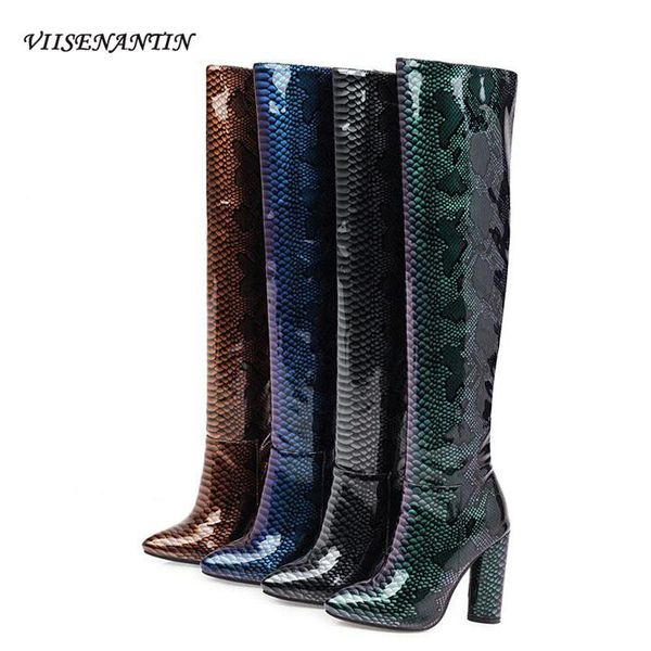 boots viisenantin nightclub show ultra high heels snake pattern mirror shiny leather over the knee green blue, Black
boots viisenantin nightclub show ultra high heels snake pattern mirror shiny leather over the knee green blue, Black