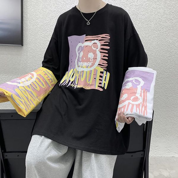 men's t-shirts japan style t-shirt men tide brand street hip-hop round neck loose print evil funny face ins streetwear clothes, White;black
men's t-shirts japan style t-shirt men tide brand street hip-hop round neck loose print evil funny face ins streetwear clothes, White;black
