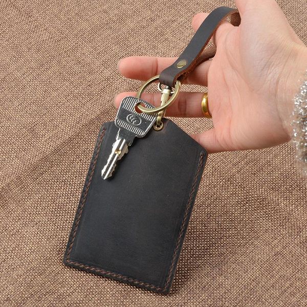 card holders 2 pcs man/women id holder bags keychain genuine leather school bank set package bag with key ring, Brown;gray
card holders 2 pcs man/women id holder bags keychain genuine leather school bank set package bag with key ring, Brown;gray