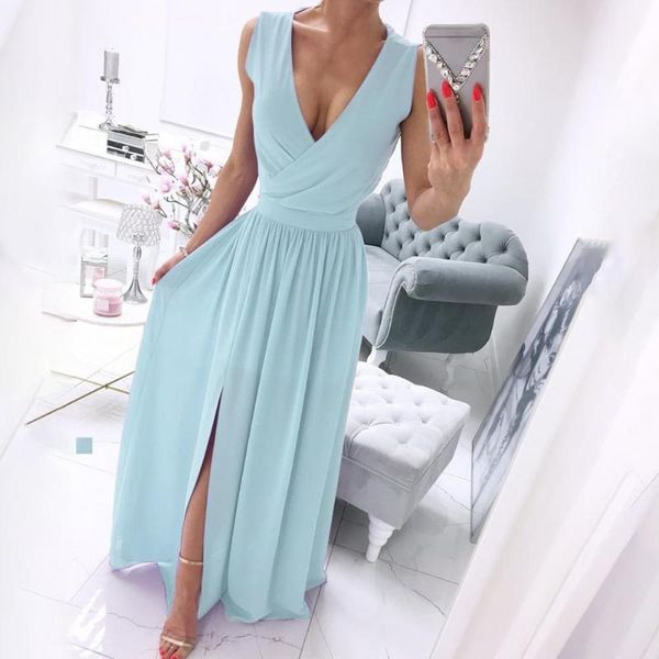 casual dresses women chiffon dress summer solid elegant party a-line maxi formal split beach sleeveless v-neck, Black;gray
casual dresses women chiffon dress summer solid elegant party a-line maxi formal split beach sleeveless v-neck, Black;gray