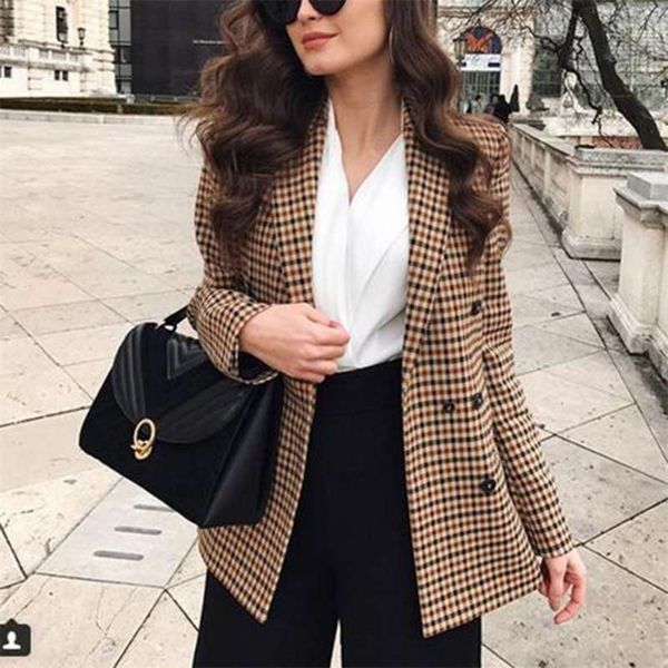 fashion autumn women plaid blazers and jackets work office lady suit slim double breasted business female blazer coat talever 210929, White;black
fashion autumn women plaid blazers and jackets work office lady suit slim double breasted business female blazer coat talever 210929, White;black