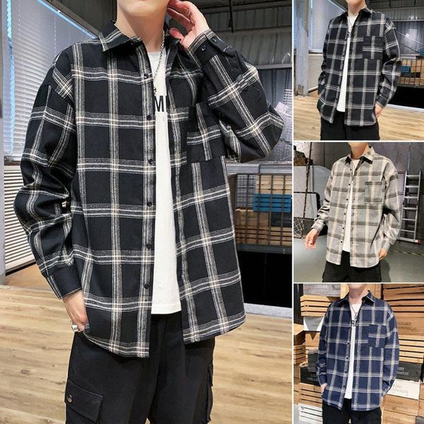 men's casual shirts men long sleeved turn-down collar plaid printed single breasted fashion autumn winter shirt blouse, White;black
men's casual shirts men long sleeved turn-down collar plaid printed single breasted fashion autumn winter shirt blouse, White;black