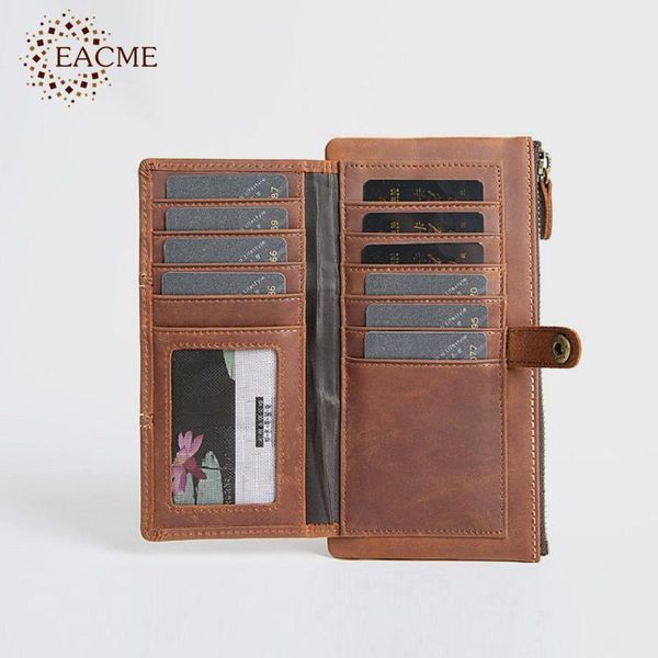 card holders real leather long wallet high capacity men travel holder multifunction zipper cards bag hasp cash coin pocket, Brown;gray
card holders real leather long wallet high capacity men travel holder multifunction zipper cards bag hasp cash coin pocket, Brown;gray