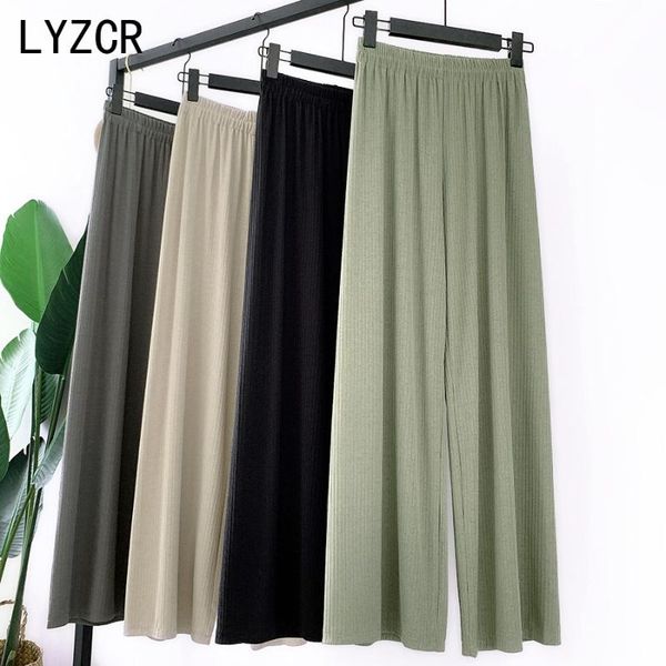 women's pants & capris lyzcr high waist wide lge women summer 2021 loose knitted female trousers full length straight, Black;white
women's pants & capris lyzcr high waist wide lge women summer 2021 loose knitted female trousers full length straight, Black;white