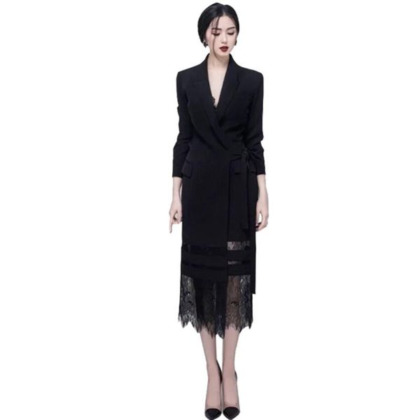 casual dresses 2021 spring women's long sleeve notched lace stitching blazer dress suit jacket office lady adjustable belted wrap, Black;gray
casual dresses 2021 spring women's long sleeve notched lace stitching blazer dress suit jacket office lady adjustable belted wrap, Black;gray