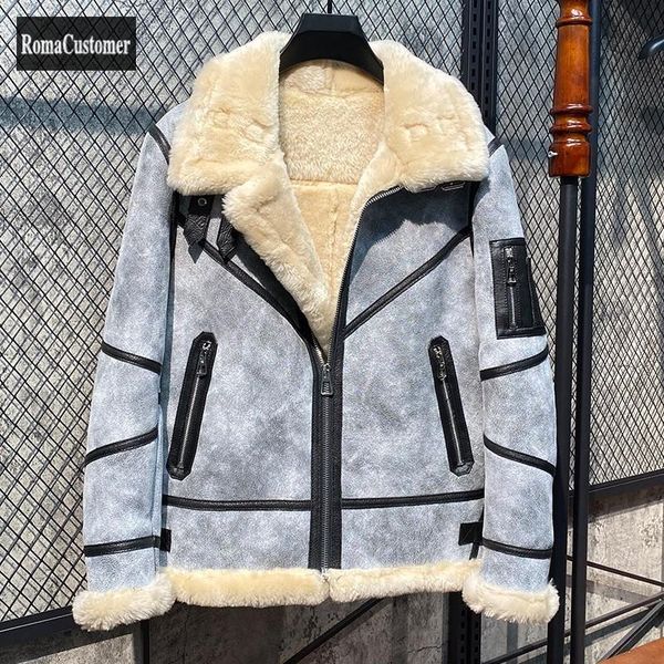 men's leather & faux mens genuine sheepskin biker jacket casual outerwear straight zippers turn-down collar korean fashion fur coat, Black
men's leather & faux mens genuine sheepskin biker jacket casual outerwear straight zippers turn-down collar korean fashion fur coat, Black