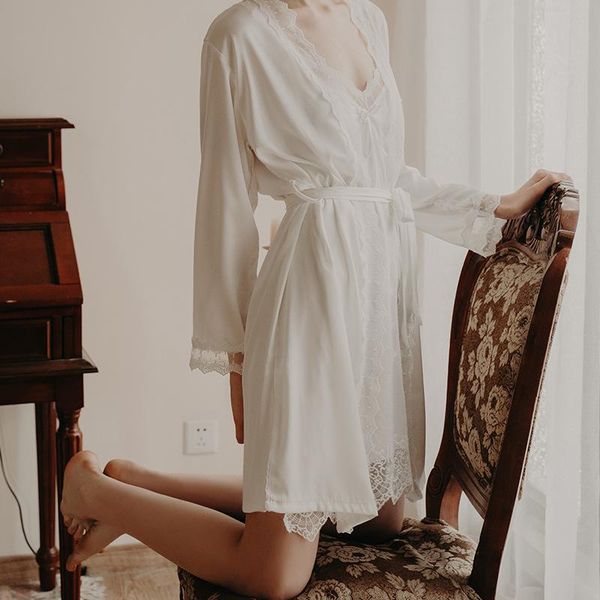 women's sleepwear bride bridesmaid wedding robe satin women kimono gown lace patchwork nightgown loose intimate lingerie homewear, Black;red
women's sleepwear bride bridesmaid wedding robe satin women kimono gown lace patchwork nightgown loose intimate lingerie homewear, Black;red